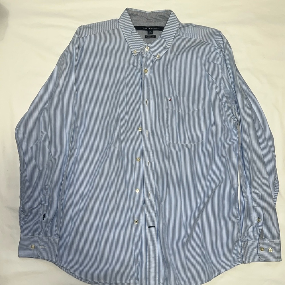 Blue and white striped Tommy Hilfiger button down